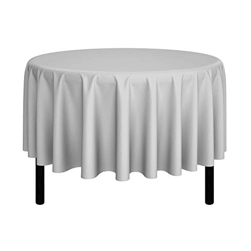 Product Cover Mill & Thread - 90″ Round Premium Tablecloth for Wedding / Banquet / Restaurant - Polyester Fabric Table Cloth - Light Gray