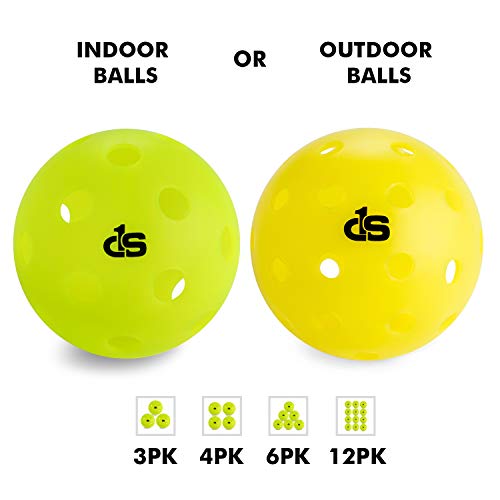 Product Cover Indoor Pickleball Balls by Day 1 Sports in 4 Pack - Professional, Durable Pickleballs - High Vis Neon Green Pickle Ball Set Inside Accessories - Made to USAPA Specifications for Tournament Play