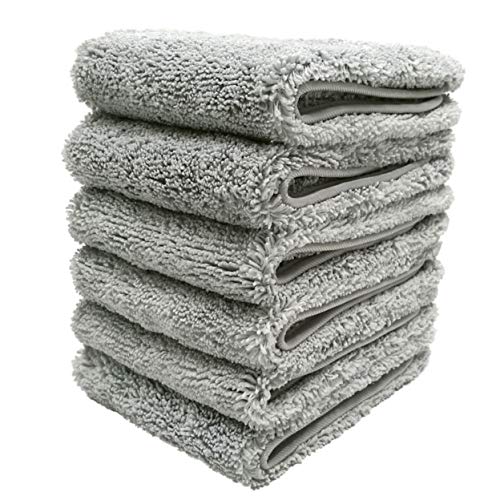 Product Cover Polyte Premium Lint Free Microfiber Washcloth Face Towel, 13 x 13 in, Set of 6 (Gray)