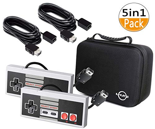 Product Cover 5 in 1 NES Carrying Case for Nintendo NES Classic-Includes 2X Control Pads,2x3M/10Ft Controllers Extension Cable and 1x Travel Bag for Classic NES Mini Controller 2016(Console Not Included)