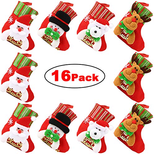 Product Cover Dreampark Mini Christmas Stocking, (16 Pack) Xmas Stocking Christmas Tree Ornaments Decorations 6