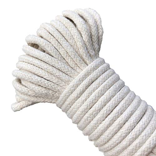 Product Cover Craft Rope 1/4 Inch Natural Cotton Rope 65 Feet Long Clothesline All Purpose Rope for DIY Rope Basket/Mat as Candle Replacement Wick Self Watering Rope for Potted Plants