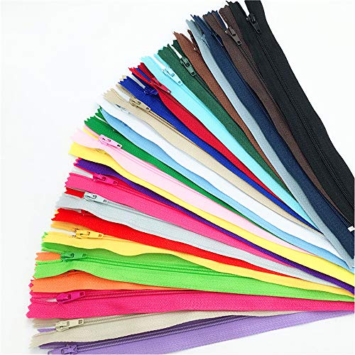 Product Cover 100 Pcs 9 Inch Nylon Coil Zippers Bulk for Tailor Sewing Crafts (20 Colors)