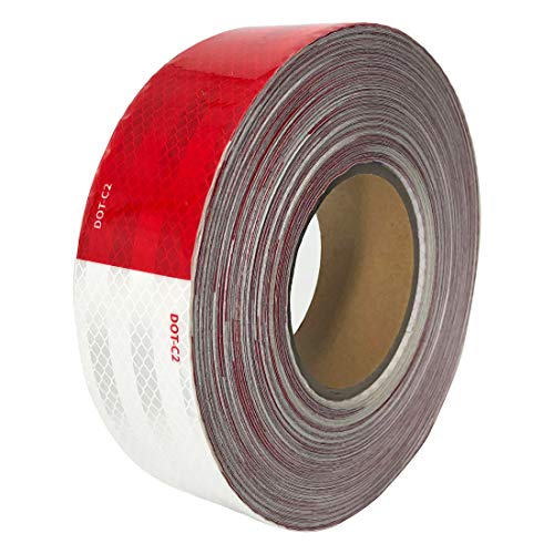Product Cover Dot-C2 Red/White Reflective Safety Tape 2 Inch x 150 Feet - for Vehicles,Trailers,Boats,Signs (2 In x 150 Ft)