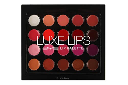 Product Cover BYS Luxe Lip Palette 20 Lip Colors - wear alone or mix your own custom lip color Mica soft and smooth glides on smoothly offering a gorgeous true to colour finish lip makeup palette