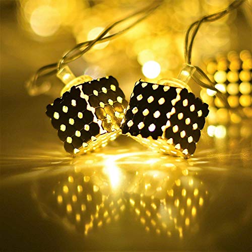 Product Cover TECHNO E-TAIL Golden Metal Cube 20 LED Fairy String Lights for Christmas Diwali Decoration
