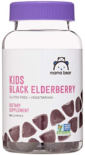 Product Cover Amazon Brand - Mama Bear, Non-GMO, Kids Black Elderberry Gummies 300 mg - Immune System Support - 60 Gummies (1 Month Supply), Vegetarian, Gluten Free