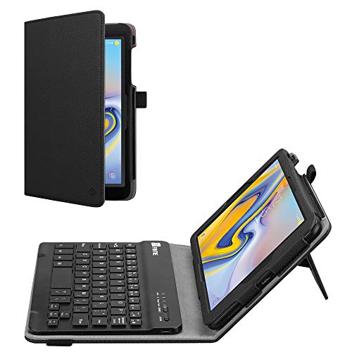 Product Cover Fintie Folio Keyboard Case for Samsung Galaxy Tab A 8.0 2018 Model SM-T387 Verizon/Sprint/T-Mobile/AT&T, Premium PU Leather Stand Cover with Removable Wireless Bluetooth Keyboard, Black