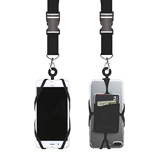 Product Cover Gear Beast Universal Cell Phone Lanyard Compatible with iPhone, Galaxy & Most Smartphones Includes Phone Case Holder with Card Pocket,Soft Neck Strap with Breakaway Clasp & Detachable Convenience Cli