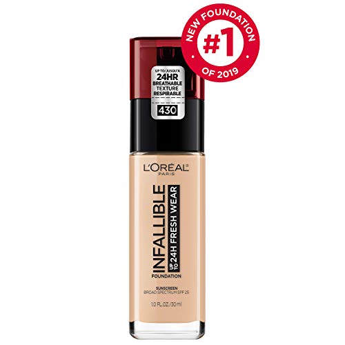 Product Cover L'Oréal Paris Makeup Infallible up to 24HR Fresh Wear Liquid Longwear Foundation, Lightweight, Breathable, Natural Matte Finish, Medium-Full Coverage, Sweat & Transfer Resistant, Ivory Buff, 1 fl. oz.