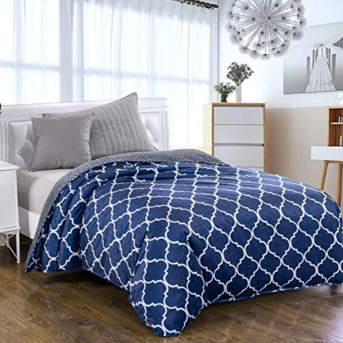 Product Cover Royhom Duvet Cover for Weighted Blankets 60 x 80 Inches - Removable Weighted Blanket Cover - Soft Minky Dot, Printed Blue