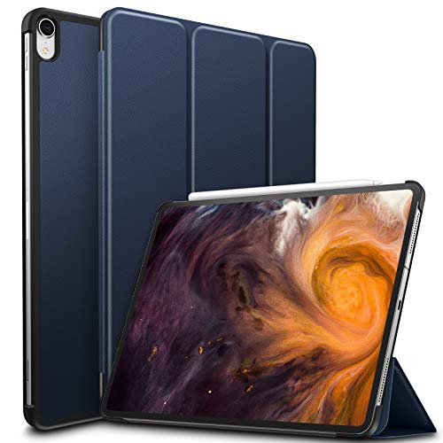 Product Cover Infiland iPad Pro 12.9 2018 Case, Tri-Fold Case Cover Compatible with iPad Pro 12.9 Inch 3rd Gen 2018 Release (Support 2nd Gen Apple Pencil Wireless Charging, Auto Wake/Sleep) Navy