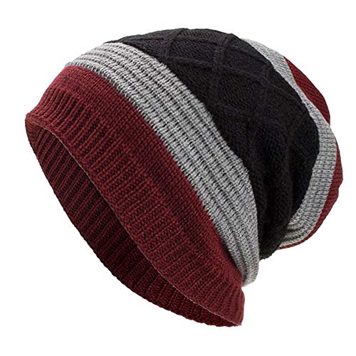 Product Cover NRUTUP Warm Oversized Chunky Soft Oversized Cable Knit Slouchy Beanie, Deals! (Wine, Free Size)