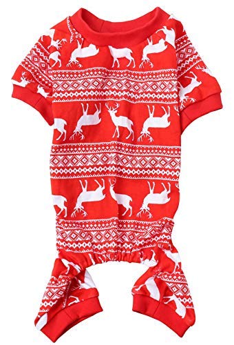 Product Cover Christmas Reindeer Costume Xmas Pet Clothes for Dog Pajamas Soft Christmas PJS, Back Length 16