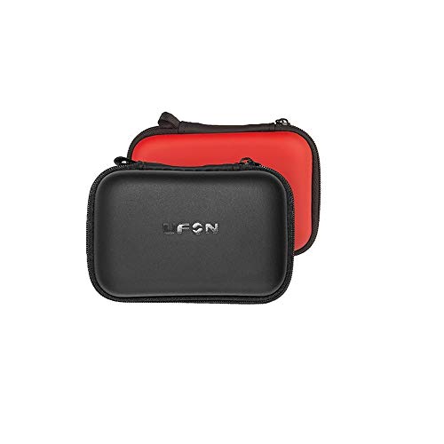 Product Cover UFON Earphone Case with Carabiner and Cord Strap Headphone case Wireless Earbuds case Waterproof and Shockproof for Ergofit Soundsport Cord Mini Organizer Small Gadgets Storage (Black+Red)