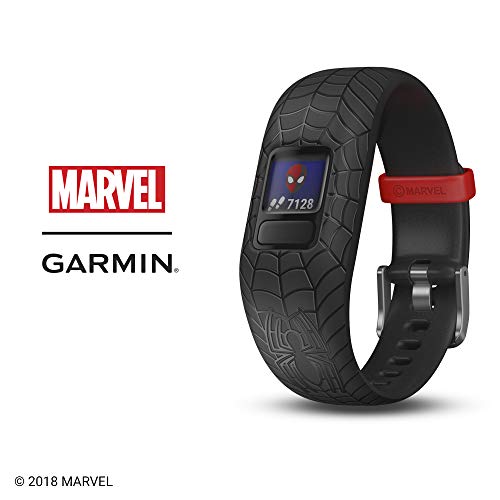 Product Cover Garmin vívofit Jr 2, Kids Fitness/Activity Tracker, 1-Year Battery Life, Adjustable Band, Marvel Spider-Man, Black