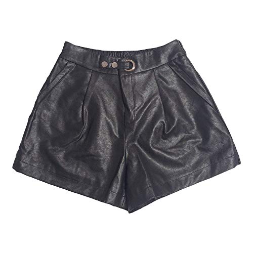 Product Cover Haadid Women's Comfortable Casual Elastic Waist Wide Leg Leather Shorts