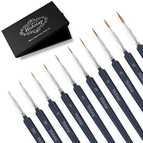 Product Cover Holotap Detail Paint Brush Set, 10 Sizes Miniature Art Painting Brushes Micro Detail Brush Set for Spray Watercolor Oil Acrylic Craft Models Painting (Dark Blue)