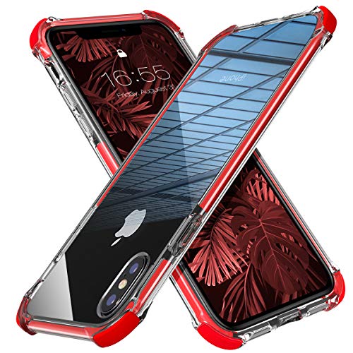 Product Cover MATEPROX iPhone Xs Max Case Clear Hybrid TPU Hard Cover with Thin Shockproof Bumper Protective Case for iPhone Xs Max 6.5'' (Red)