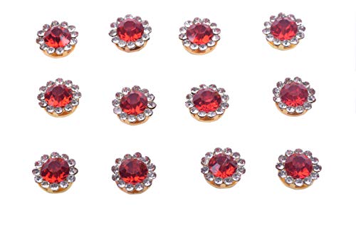 Product Cover KAOYOO 100Pcs Sun Flower Shape Crystal Rhinestone Buttons(Red)