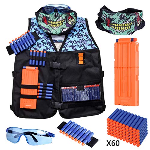 Product Cover Hely Cancy Kids Tactical Vest Kit Compatible with Nerf Guns N-Strike Elite Series with Refill Darts, Reload Clips, Tactical Mask, Wrist Band and Protective Glasses for Boys