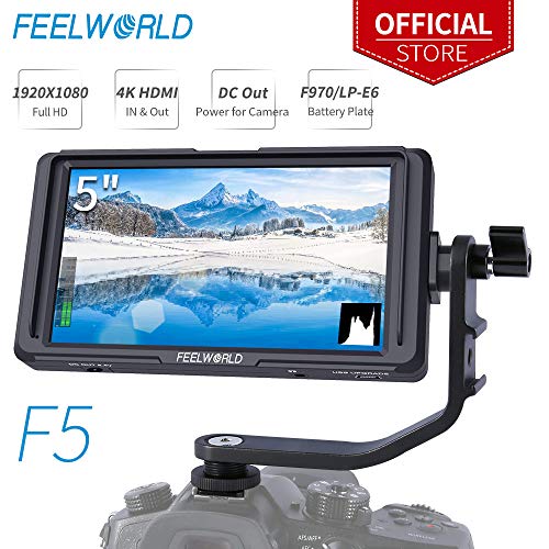 Product Cover FEELWORLD F5 5 Inch DSLR On Camera Field Monitor Small Full HD 1920x1080 IPS Video Peaking Focus Assist with 4K HDMI 8.4V DC Input Output Include Tilt Arm