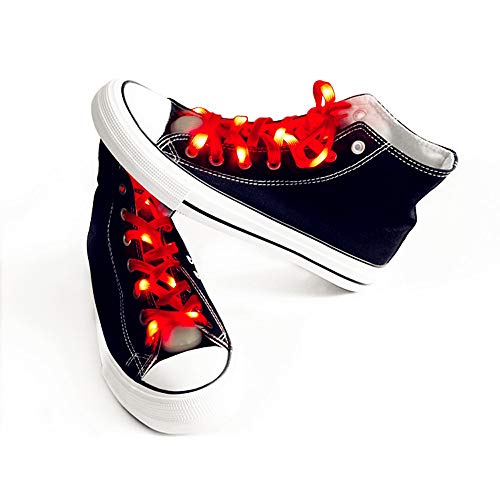 Product Cover Glow Fever Light Up Shoelaces with 3 Flashing Modes Lighting for Night Party Hip-hop Dancing Cycling Hiking Skating Running (Red)
