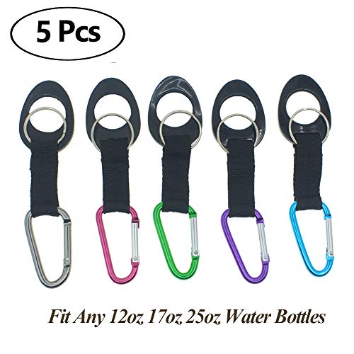 Product Cover Durable Silicone Water Bottle Holder Clip Hook Carrier with Carabiner attachment & Key Ring, Fits Any Disposable Water Bottles for Outdoor Activities Bike Camping Hiking Traveling Daily Use (2)