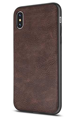 Product Cover Salawat Compatible iPhone Xs Max Case, Slim PU Leather Vintage Shockproof Phone Case Cover Lightweight Premium Soft TPU Bumper Hard PC Protective Case for iPhone Xs Max 6.5inch 2018 (Dark Brown)