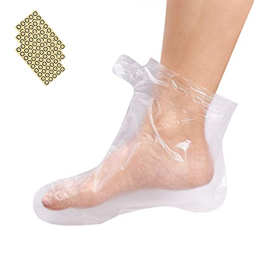 Product Cover Noverlife 200PCS Clear Plastic Disposable Booties, Paraffin Bath Liners for Pedicure Hot Spa Wax Treatment Foot Covers Pro Cozie Liners Thermal Protectors