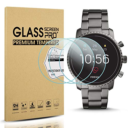 Product Cover Diruite 3-Pack for Fossil Q Explorist HR Gen 4 Screen Protector Tempered Glass for Q Explorist HR Smartwatch [2.5D 9H Hardness][Anti-Scratch][Optimized Version]