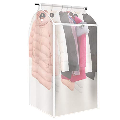 Product Cover QEES Garment Bags for Storage, Translucent Hanging Clothes Bag, Thicken PEVA Clothes Waterproof Protector, Hanging Wardrobe Garment Storage Bag, Garment Rack Cover YFZ48(37×20×21inch)