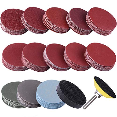 Product Cover SIQUK 130 Pcs 2 inch Sanding Discs Pad with 1pc 1/4 inch Shank Backing Pad and 1pc Soft Foam Buffering Pad for Drill Grinder (10pcs Each Grit 60 80 120 180 240 400 600 800 1000 1200 1500 2000 3000)