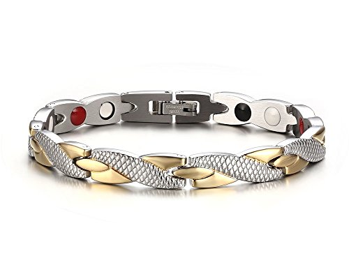 Product Cover Jaline Fashion Stainless Steel Magnetic Therapy Bracelet Tone with Free Links Removal Tool，Health Function Element of Magnets