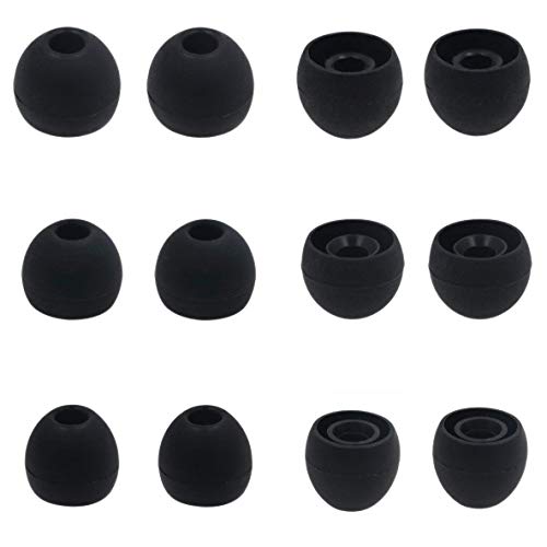 Product Cover JNSA Silicone Earbuds Ear Tips Covers Gels for Sony MDR Series & Sony XBA Seriese Headphone, SML 3 Size 6 Pairs Sony MDRXB50AP MDR-XB50AP Ear Buds Eartips, 6Pairs Silicone Buds Tips for Sony,Black