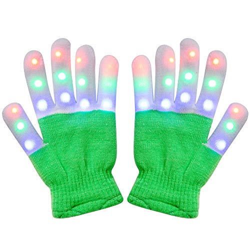Product Cover Amazer Kids Light Gloves Children Finger Light Flashing LED Warm Gloves with Lights for Birthday Light Party Christmas Xmas Dance Thanksgiving Day Gifts for More Fun- Green