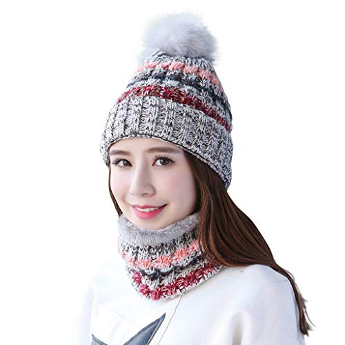 Product Cover Home Prefer Womens Winter Beanie Hat Scarf Set Warm Fuzzy Knit Hat Neck Scarves