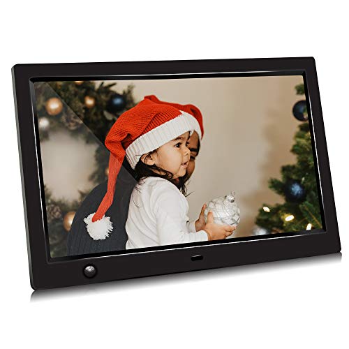 Product Cover 10 inch IPS Screen Digital Photo Frame, Digital Picture Frame with Motion Sensor, Timing Power On/Off, Support 1080P HD Video Player, Background Music, MP3, Calendar, USB Drive, SD Card [Jimwey]