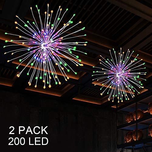 Product Cover BizoeRade Hanging String Lights, 2pack DIY Firework String Light, 200 LED 8 Mode Dimmable Hanging String Light, Battery Operated with Remote Control for Ceiling, Party Decoration, Outdoor Dinner