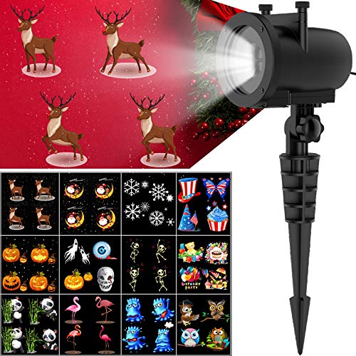 Product Cover AICHESON Lightshow Projection 12 Slides Christmas Led Projector Outdoor Indoor-Animated Decorative Holiday Waterproof, 2Slides, Black