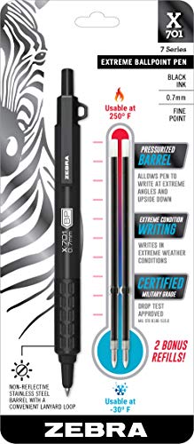 Product Cover Zebra Pen X-701 Ballpoint Retractable Pen, 0.7mm Fine Point, Black Ink, Anti-reflective Matte Black Finish (29811)