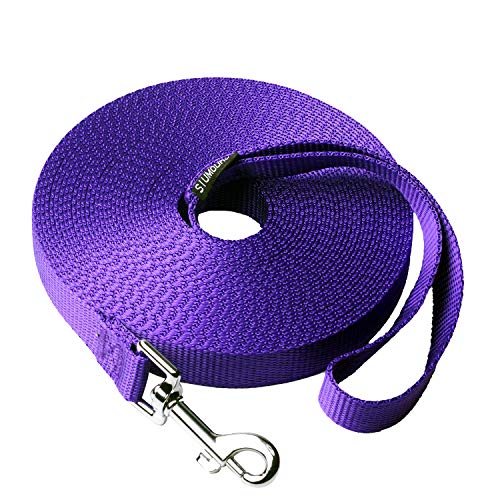 Product Cover Siumouhoi Dog/Puppy Obedience Recall Training Agility Lead- 15 ft 20 ft 30 ft 40 ft 50 ft Long Leash -for Training Leash, Play, Safety, Camping,or Backyard (30Feet, Purple)