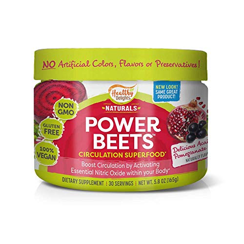 Product Cover Healthy Delights Power Beets, Super Concentrated Non-GMO Beet Juice Powder, with Natural Caffeine and 0 Grams of Sugar, Delicious Acai Berry Pomegranate Flavor, 30 Servings