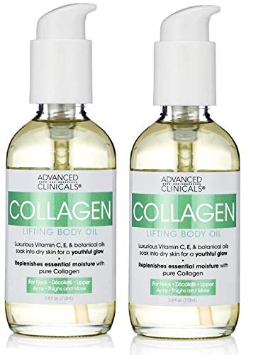 Product Cover Advanced Clinicals Collagen Lifting Body Oil with Vitamin C, Vitamin E fo neck, decollete, upper arms, thighs. 4oz. (Two - 4oz)