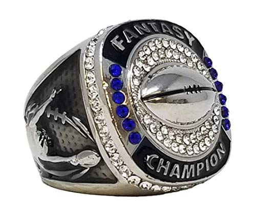 Product Cover Decade Awards Silver Fantasy Football Champion Ring, Style B - Heavy FFL League Champ Ring with Stand (11)