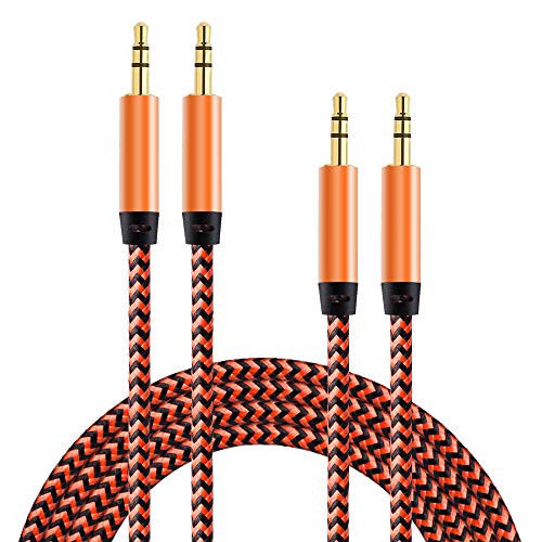 Product Cover 3.5mm Auxiliary Audio Cable, Ailkin Male to Male Audio Cable, 2 Pcs 5ft (1.5m) Weave Cord, Stereo Aux Cable for Car, Smartphones, Headphones, iPod, iPad or Any Audio Device with 3.5mm Aux Port