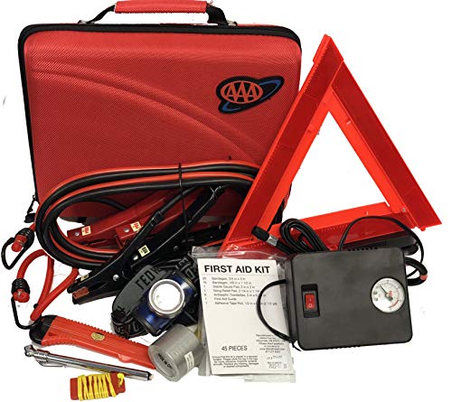 Product Cover Lifeline 4365AAA 68Pc AAA Destination Road, 68 Piece Emergency Car Tire Inflator, Jumper Cables, Headlamp, Warning Triangle and First Aid Kit