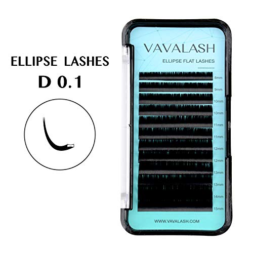 Product Cover Ellipse Eyelash Extensions 0.1mm D Curl 8-15mm Mixed Flat Eyelash Extension supplies Light Lashes Matte Individual Eyelashes Salon Use Black Mink False Lashes Mink Lashes Extensions(D-0.10-MIXED)