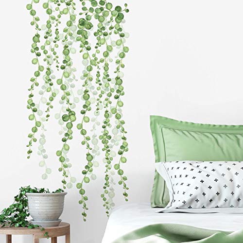 Product Cover RoomMates RMK3903SCS String Of Pearls Vine Peel And Stick Wall Decals,green, white,2 Sheets at 9 inches x 36.5 inches