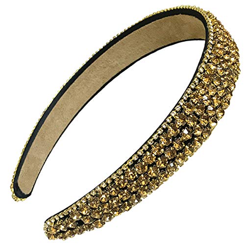 Product Cover Numblartd Handmade Luxury Wide-edge Sparkle Crystal Rhinestone Headband Hair Hoop Band - Women Lady Girls Fashion Comfortable Hair-Band Headwear Hair Accessories for Wedding and Party (Champagne)